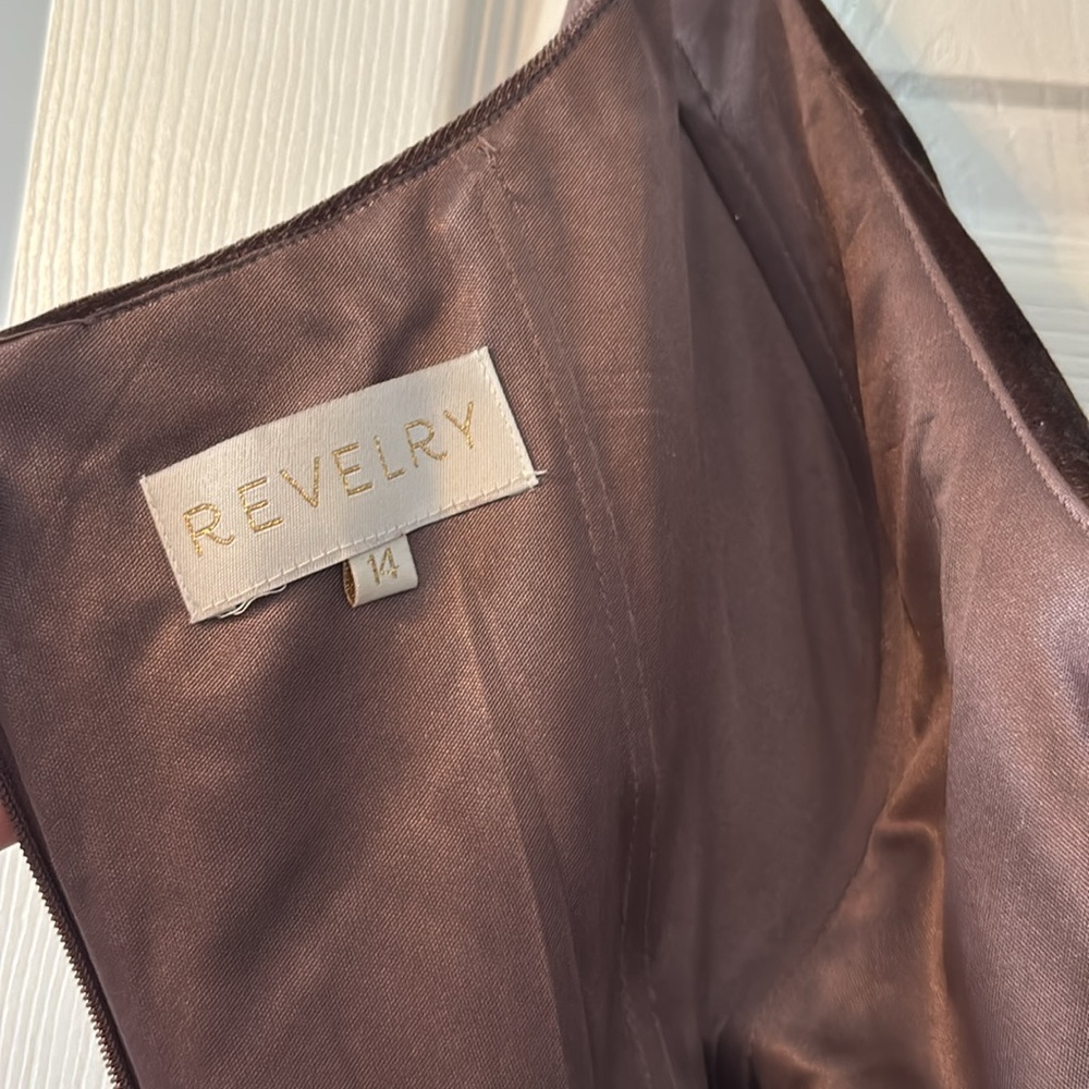 Revelry Brown Purple Velvet Cowl Neck Slip Dress - Picture 5 of 7
